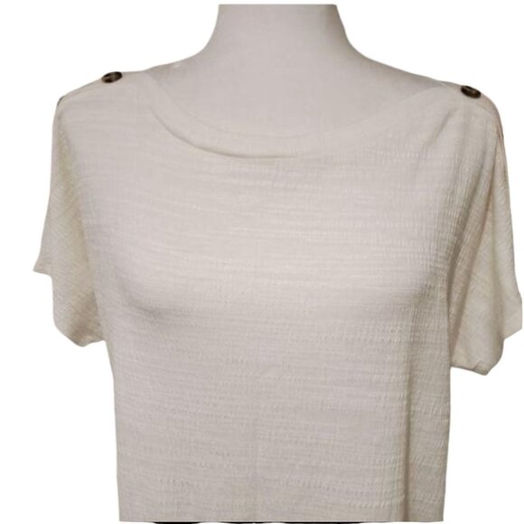 Retrology White Button-Shoulder Short Sleeve Top Medium - Picture 11 of 12